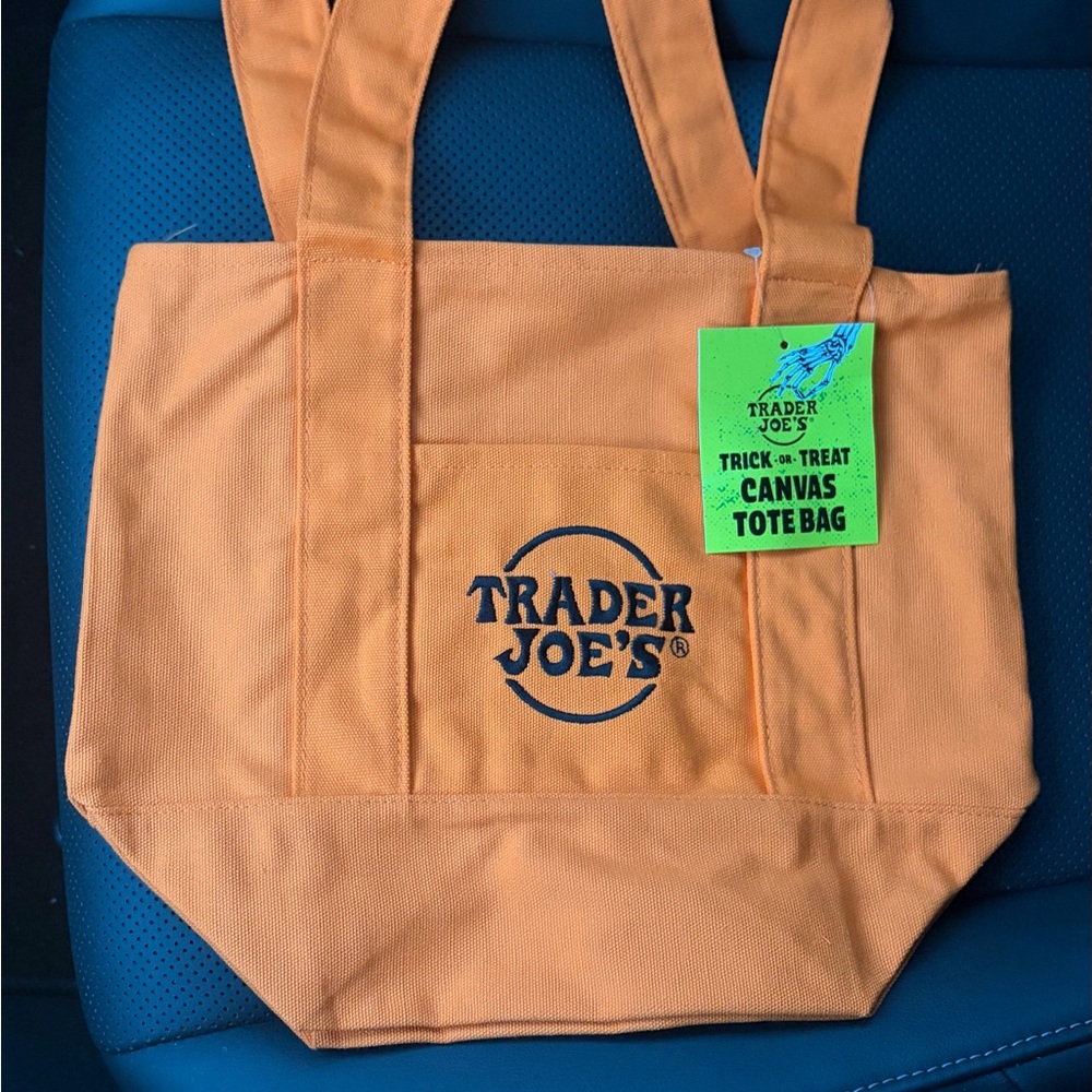 Trader Joe's mini Canvas Tote Bag - Halloween Limited Edition, Orange